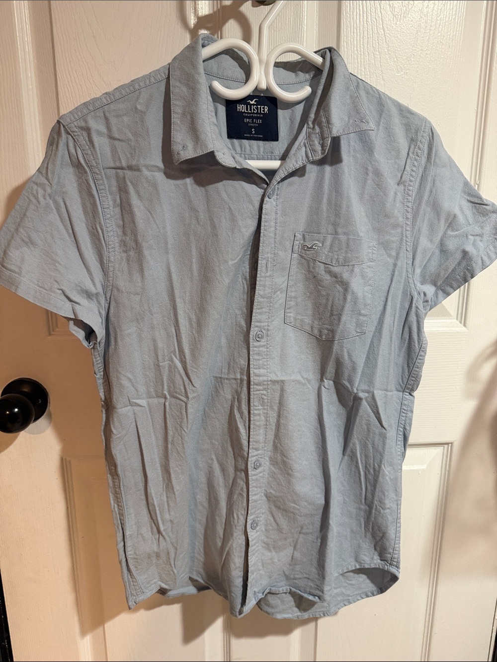 Hollister Light Blue Short-Sleeve Button-Down Shirt